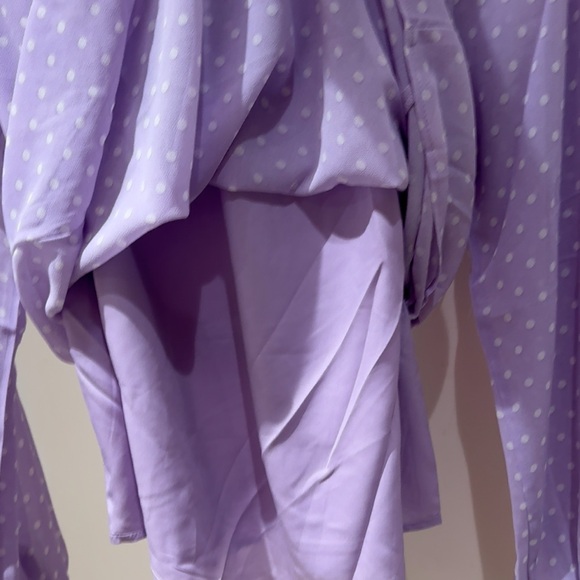 Allegra K Women Chiffon Work Formal Casual Tie Back Long Sleeve Polka Dot Blouse - Picture 11 of 13